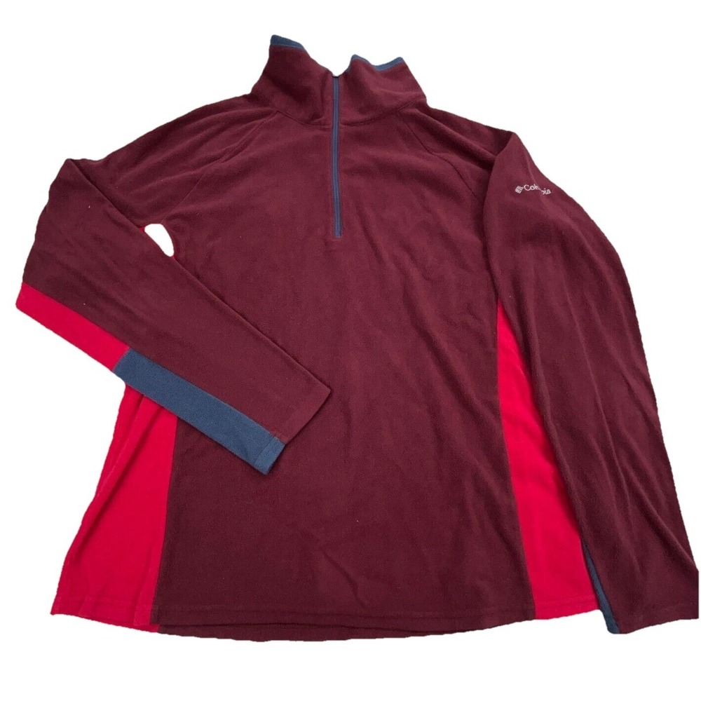 Columbia Sweater Women XL Maroon Pink‎ Pullover Quarter Zip Fleece Jacket Ladies